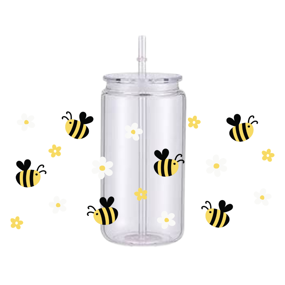 Bee Happy Plastic Tumbler
