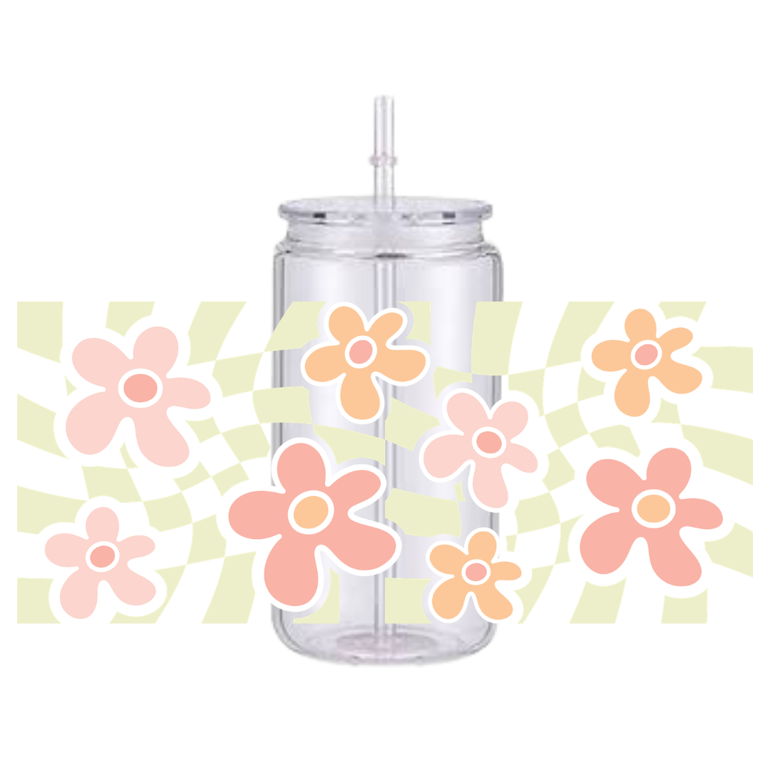 Pastel Checkered Plastic Tumbler
