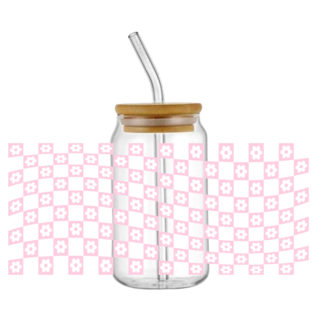Retro Checkered Glass Tumbler