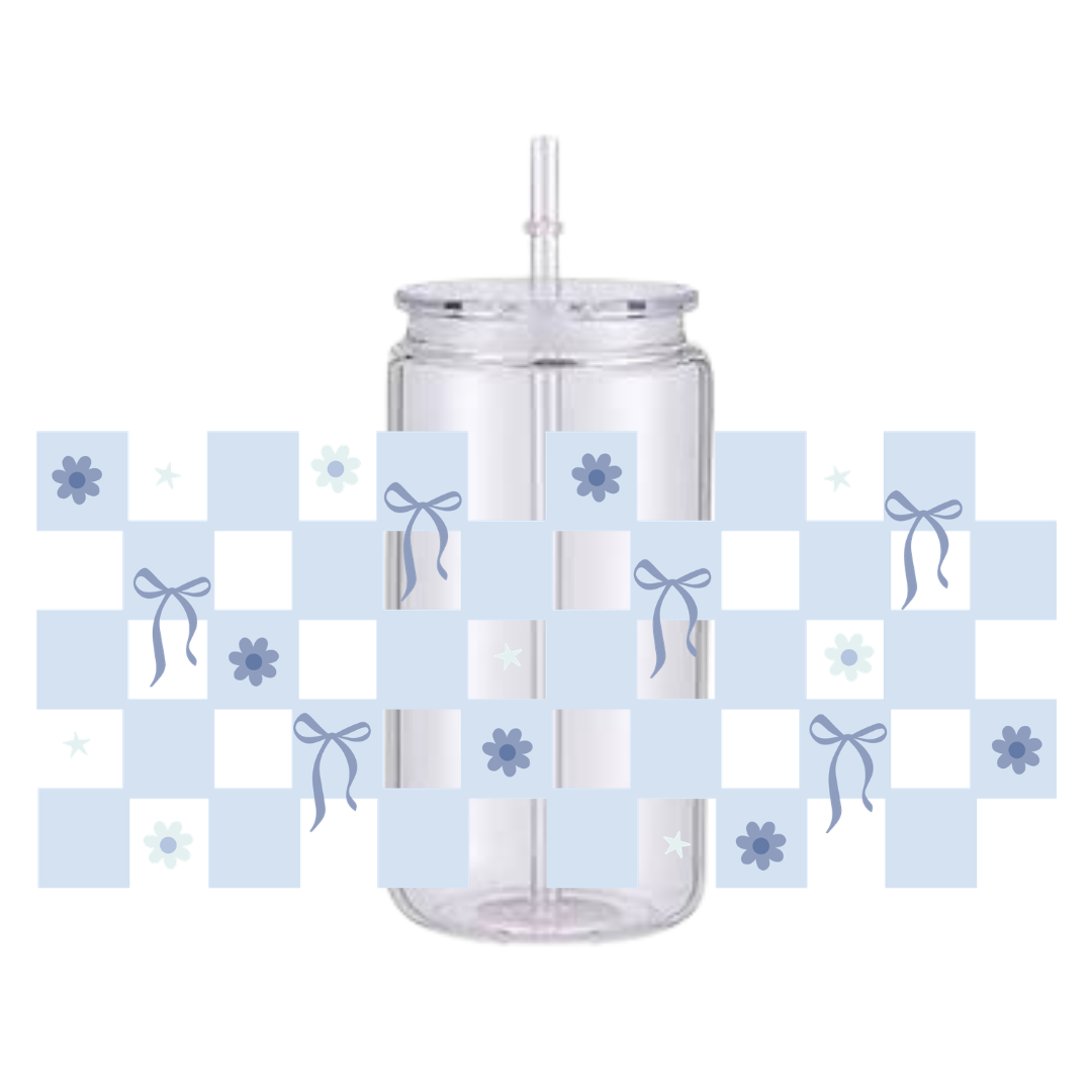 Blue Coquette Bows Plastic Tumbler