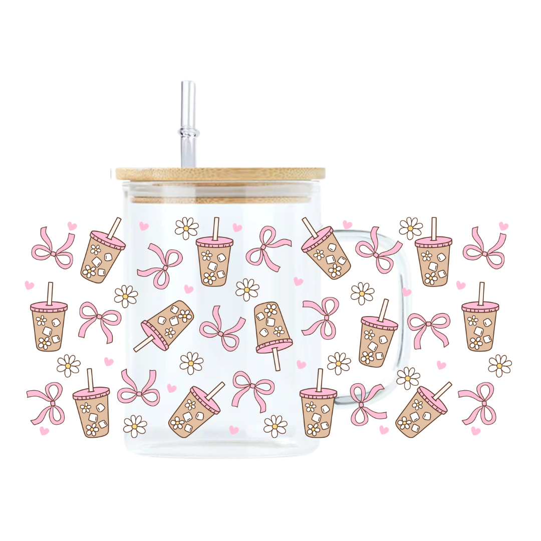 Iced Coffee Bows Glass Mug