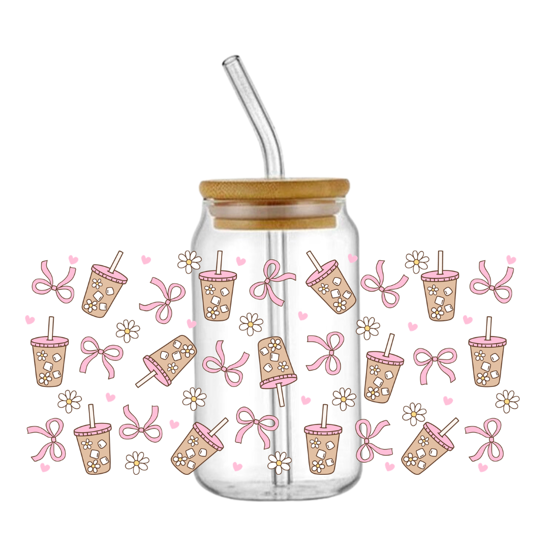 Iced Coffee Bows Glass Tumbler