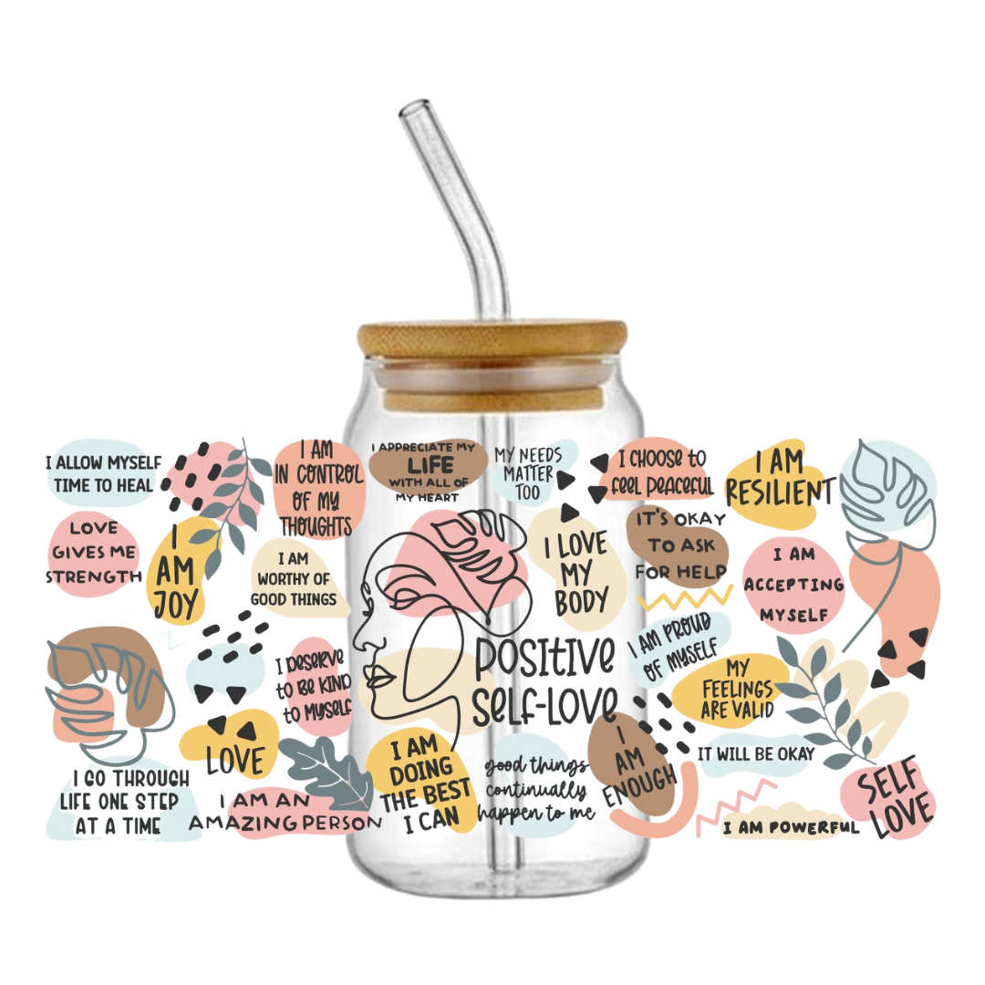 Positive Self Love Glass Tumbler