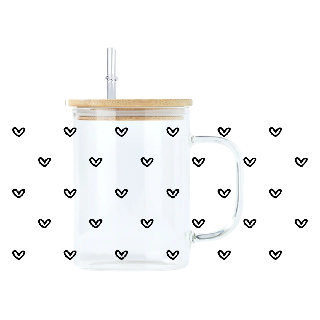 Mini White Hearts Glass Mug