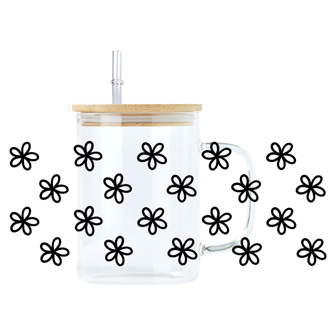 Botanical White Floral Glass Mug