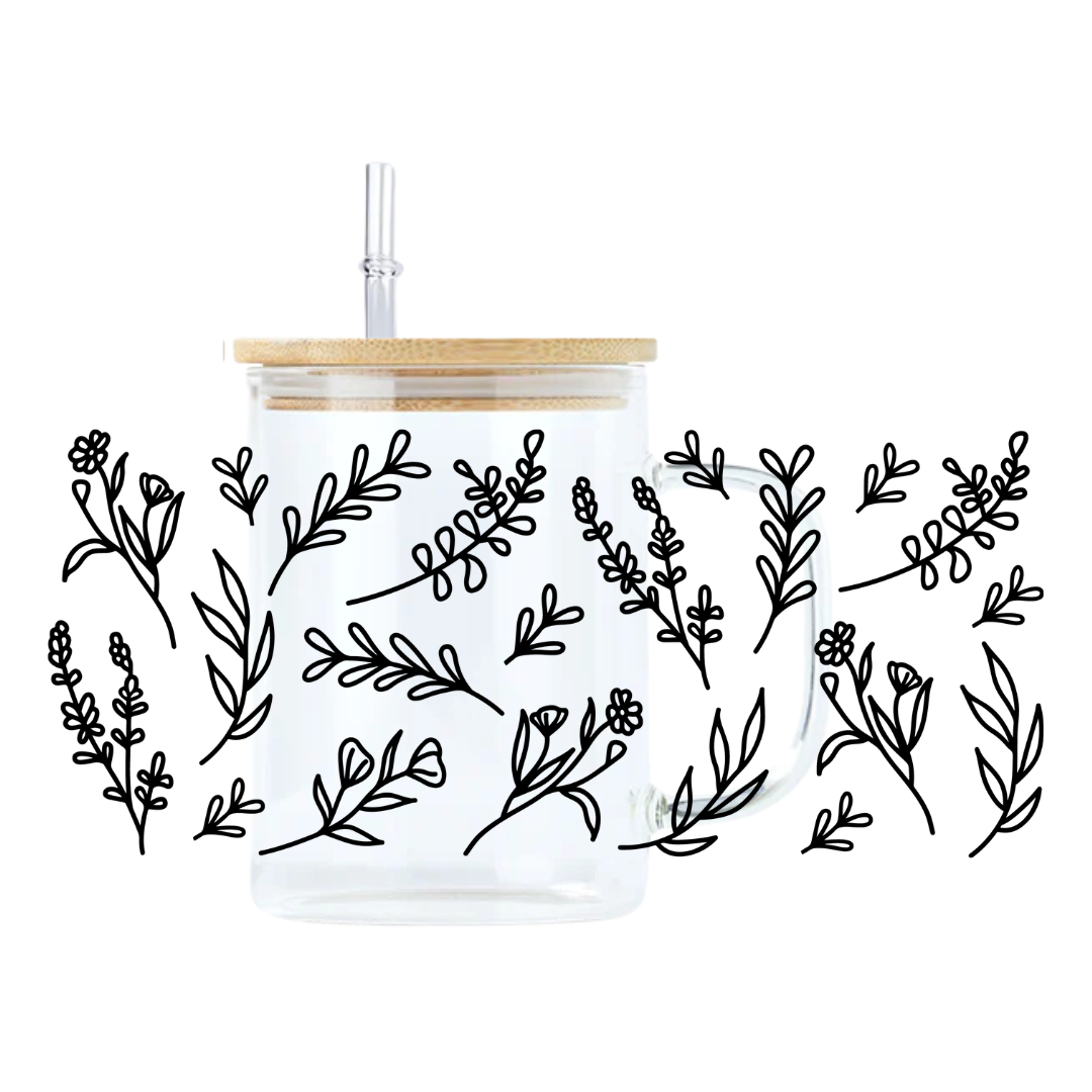 Wild White Flower Glass Mug