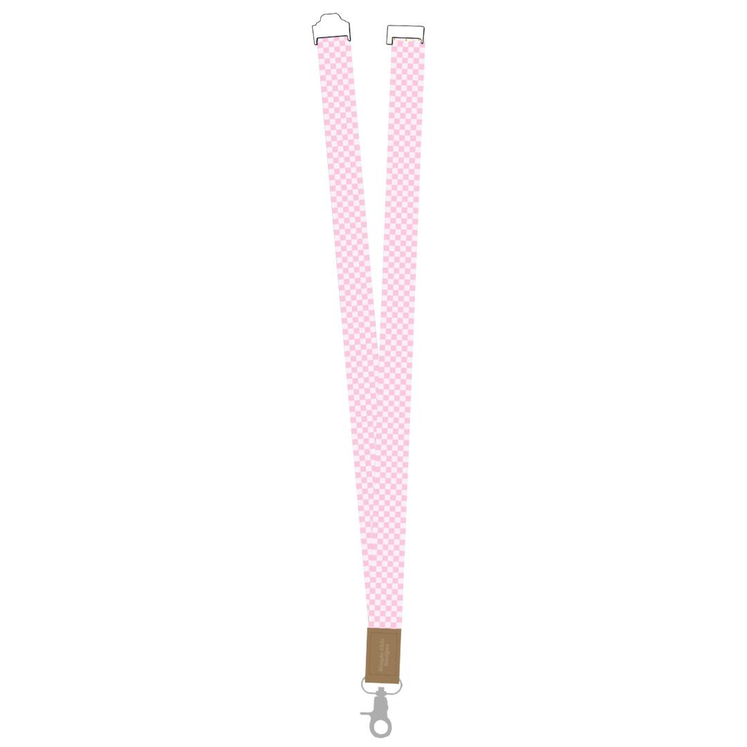 Pink Checkered Lanyard