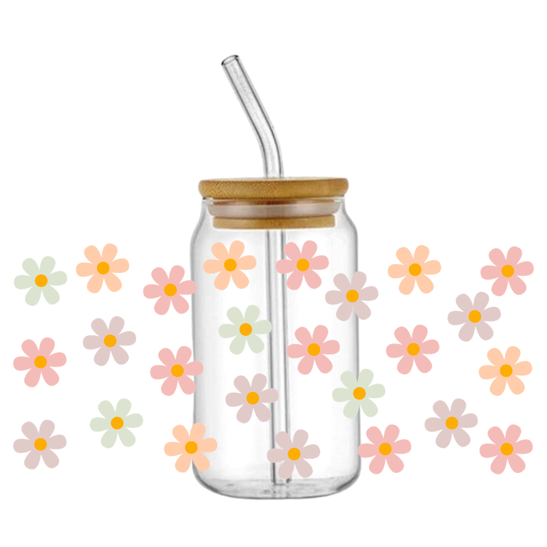 Pastel Daisy Glass Tumbler