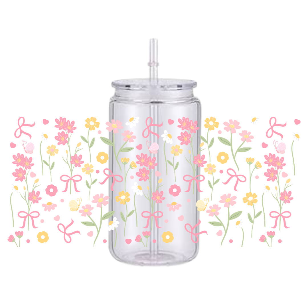 Whimsical Coquette Spring Flowers Plastic Tumbler