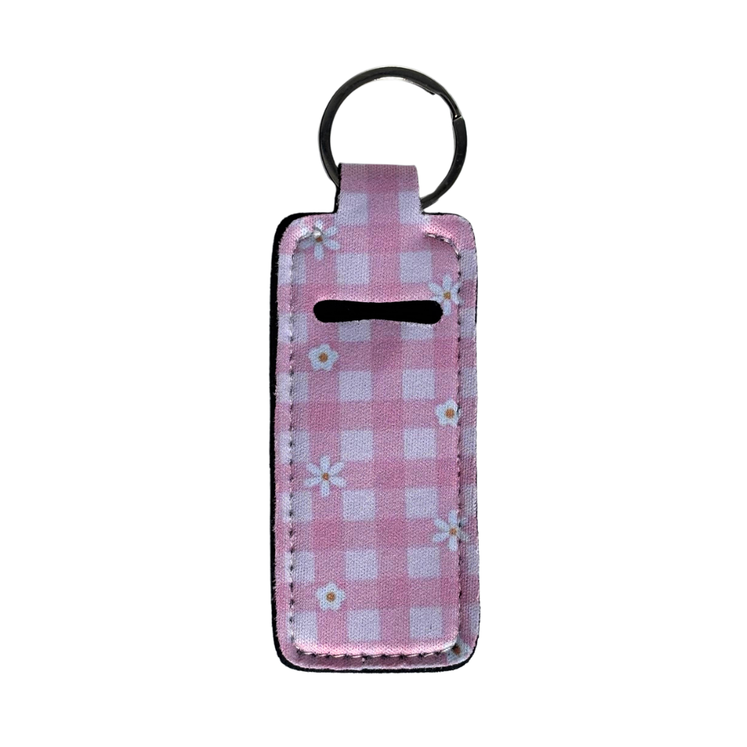 Pink Flower Gingham Lip Balm Holder