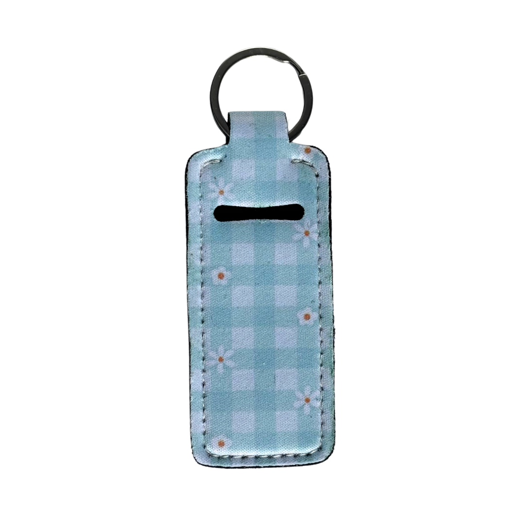 Aqua Flower Gingham Lip Balm Holder