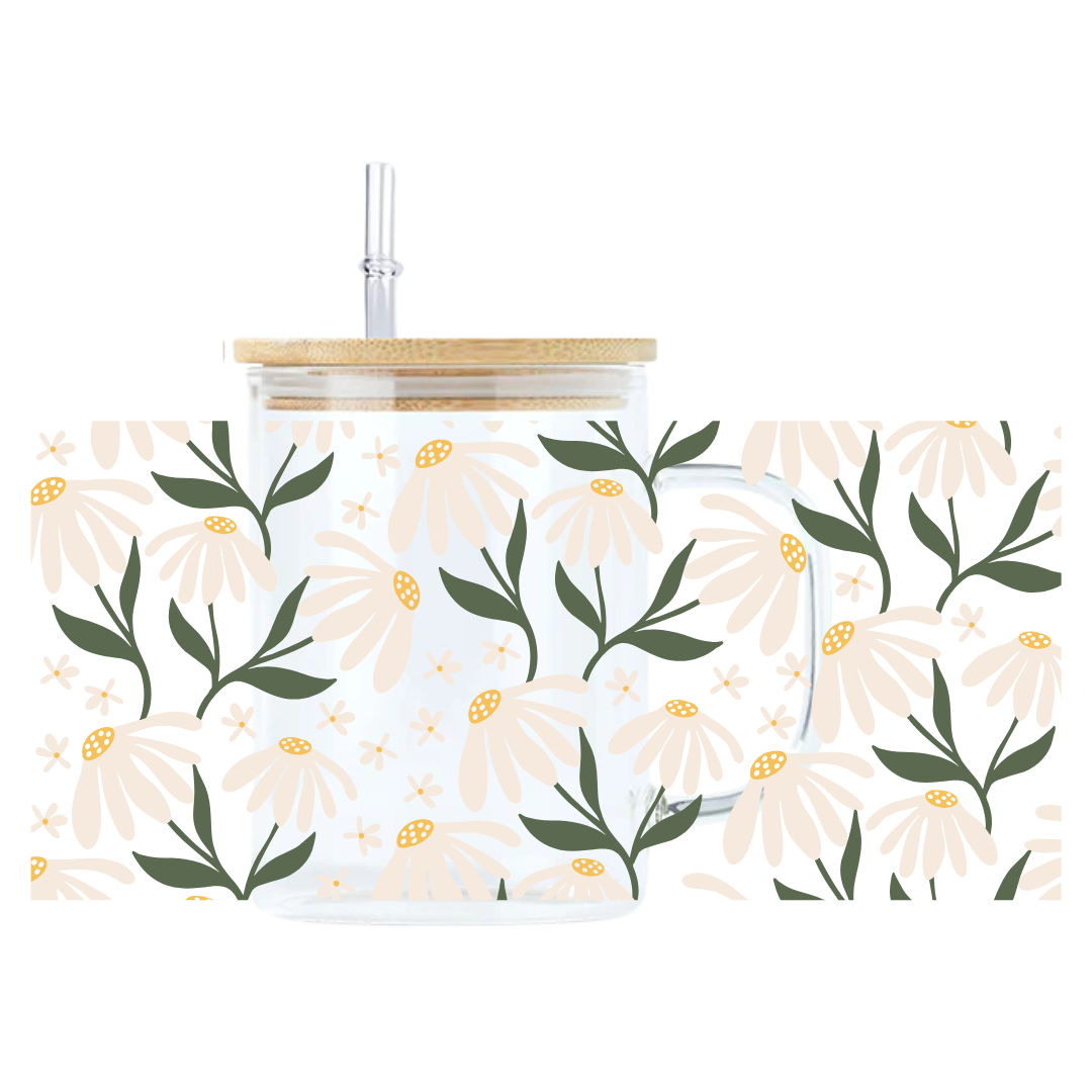 Botanical Daisy Lover Glass Mug
