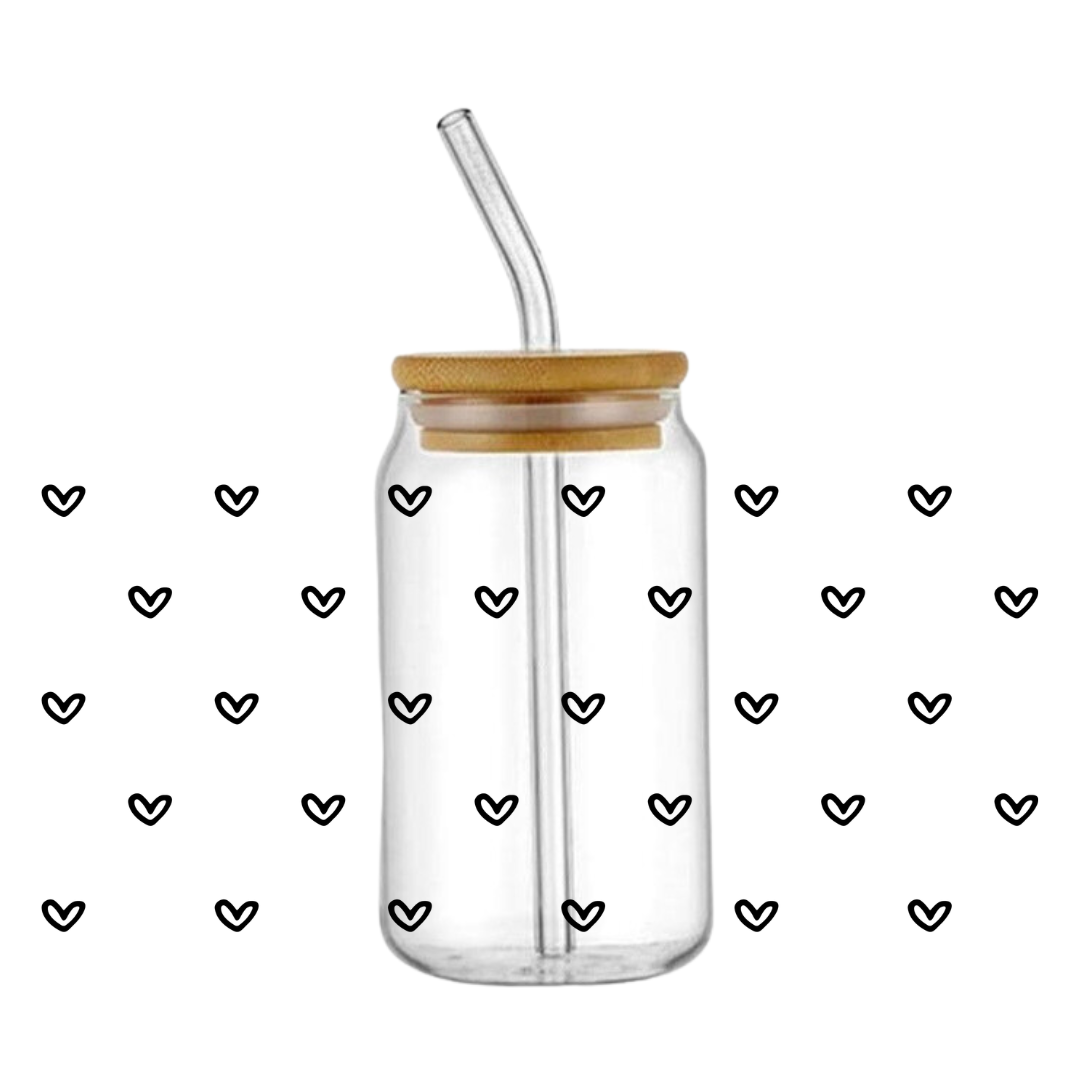 Mini White Hearts Glass Tumbler