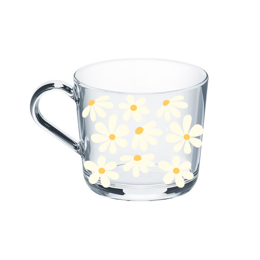 Retro Flowers Glass Mug