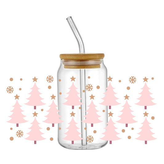 Christmas Tree Pink Glass Tumbler