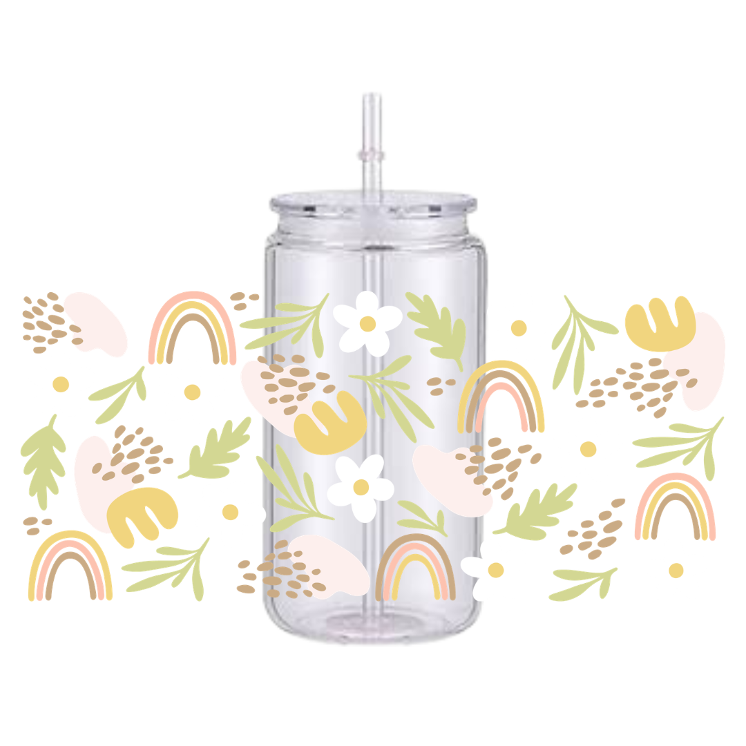 Boho Flower Plastic Tumbler