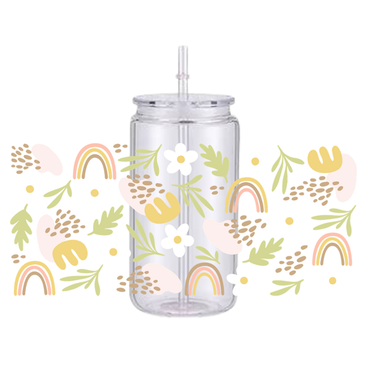 Boho Flower Plastic Tumbler