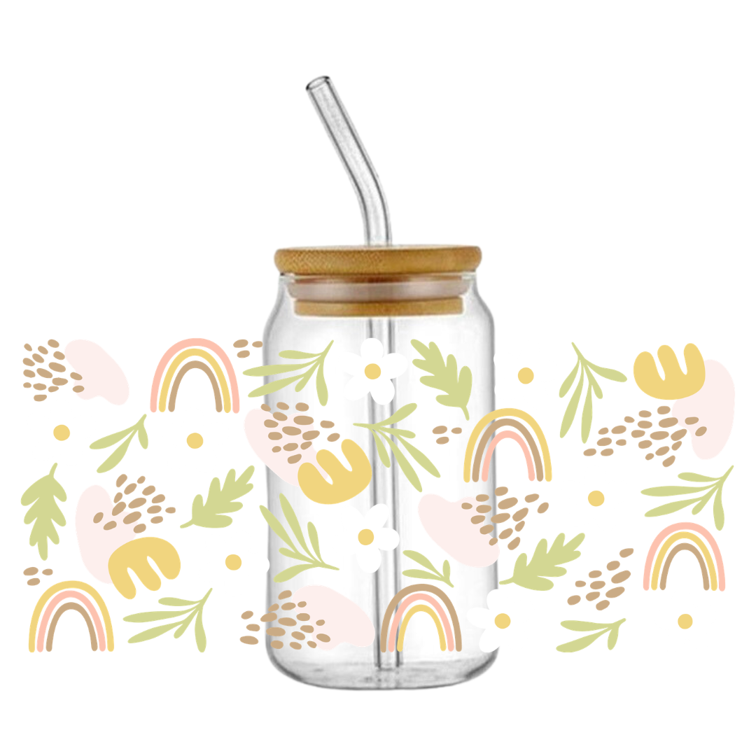 Boho Flower Glass Tumbler