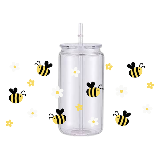 Bee Happy Plastic Tumbler