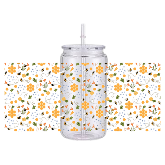 Flower Bee Plastic Tumbler