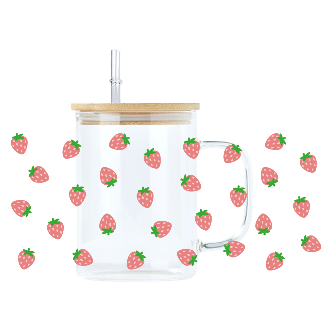 Strawberries Glass Mug