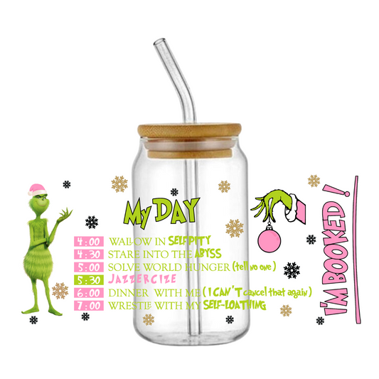 IM BOOKED Grinch Glass Tumbler