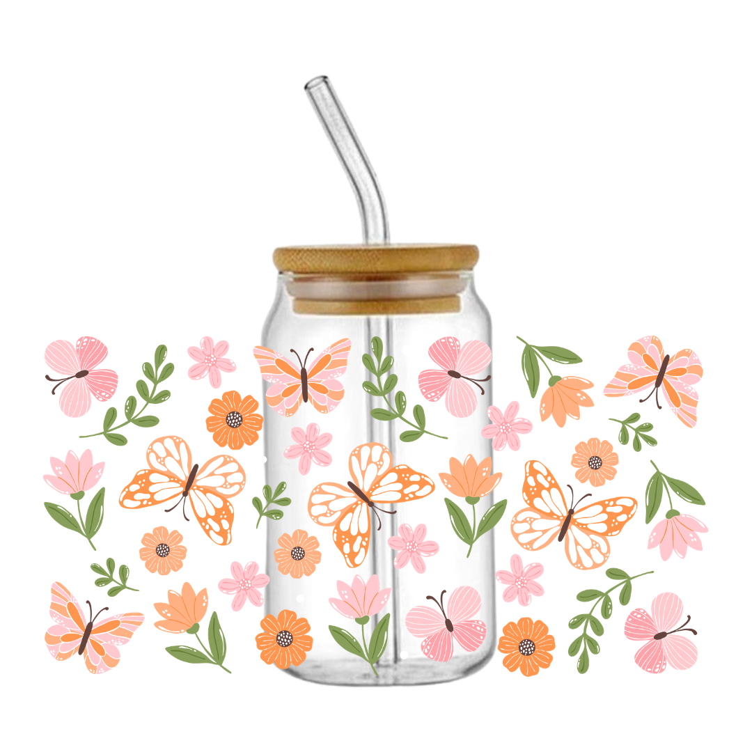 Butterfly Garden Glass Tumbler