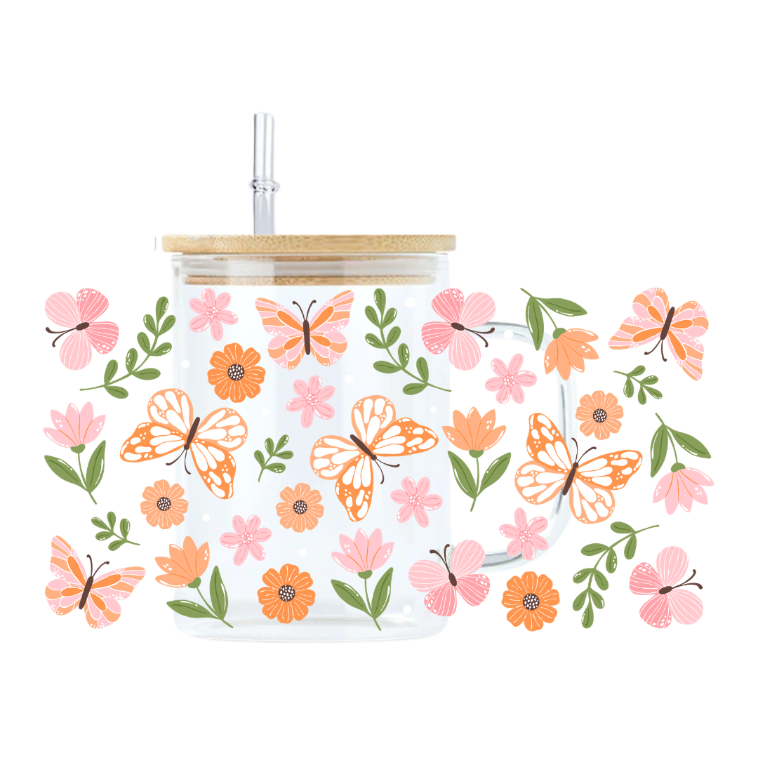 Butterfly Garden Glass Mug