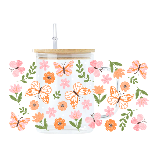 Butterfly Garden Glass Mug