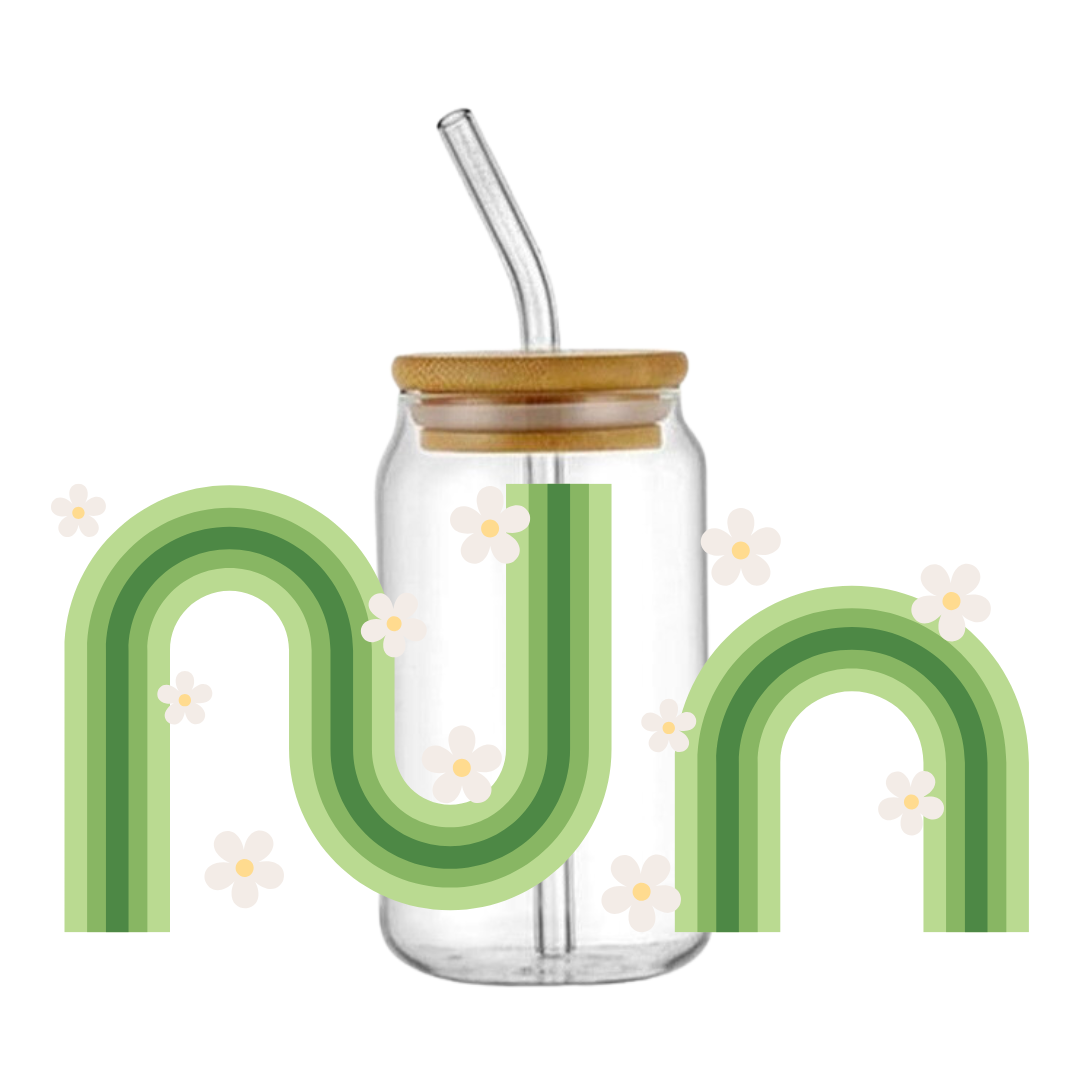Floral Arch Green Glass Tumbler