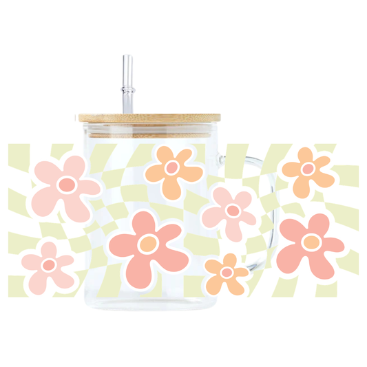 Pastel Checkered Glass Mug
