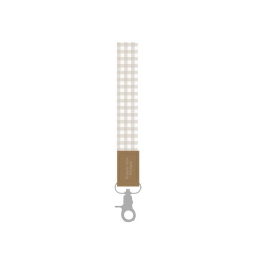 Beige Gingham Wristlet
