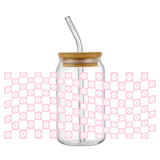 Retro Checkered Glass Tumbler
