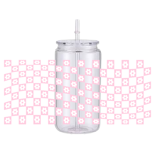 Retro Checkered Plastic Tumbler