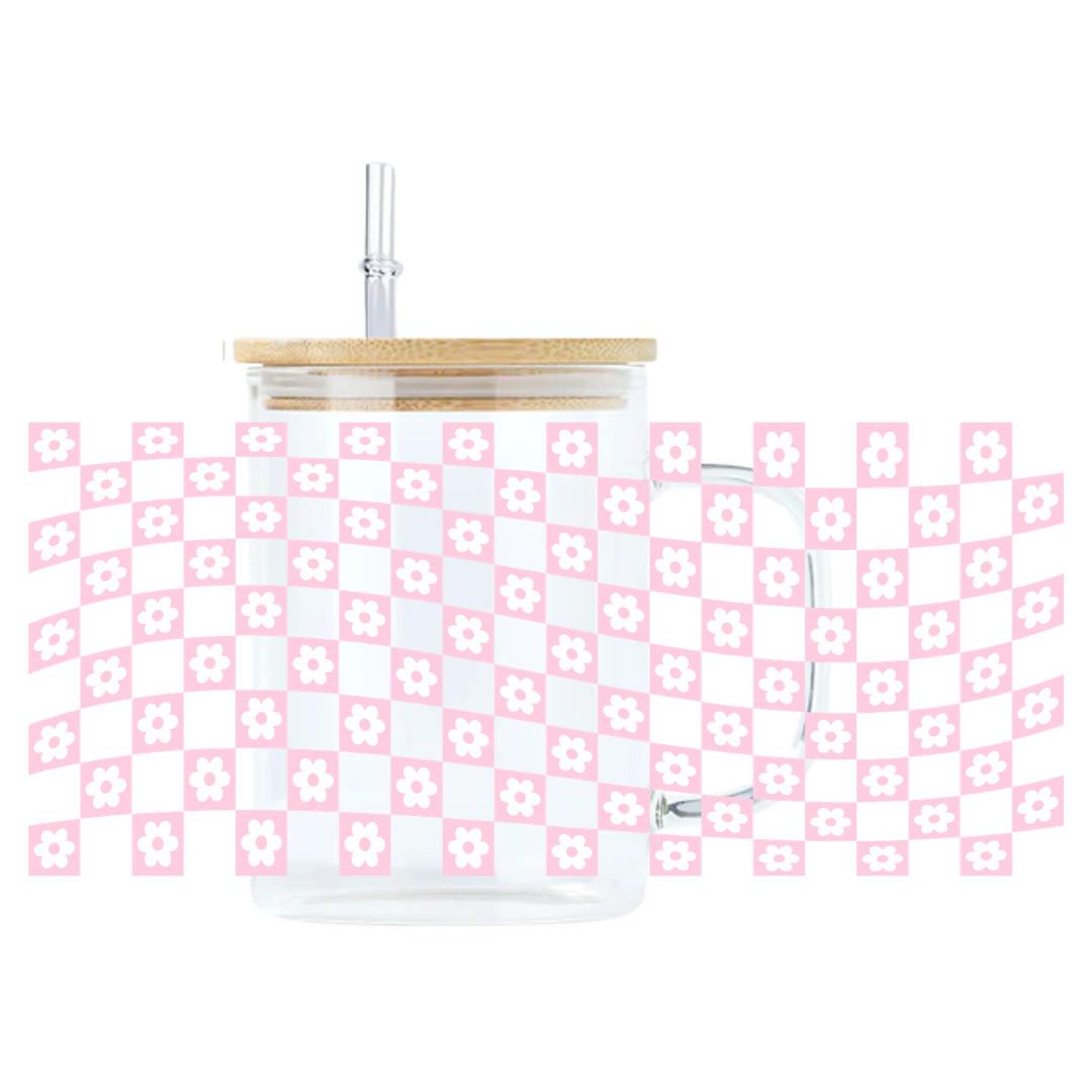 Retro Checkered Glass Mug