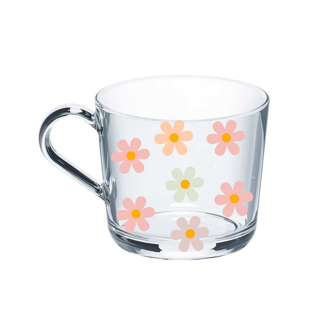 Pastel Daisy Glass Mug