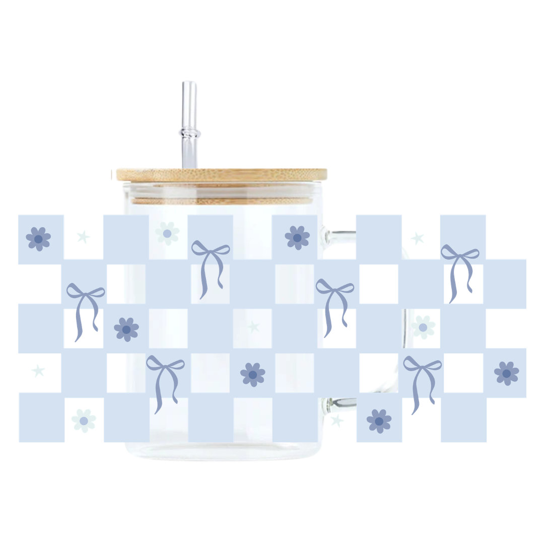 Blue Coquette Bows Glass Mug