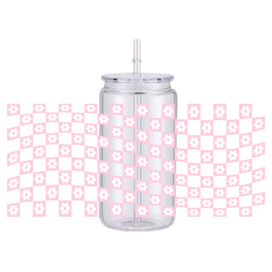 Retro Checkered Plastic Tumbler