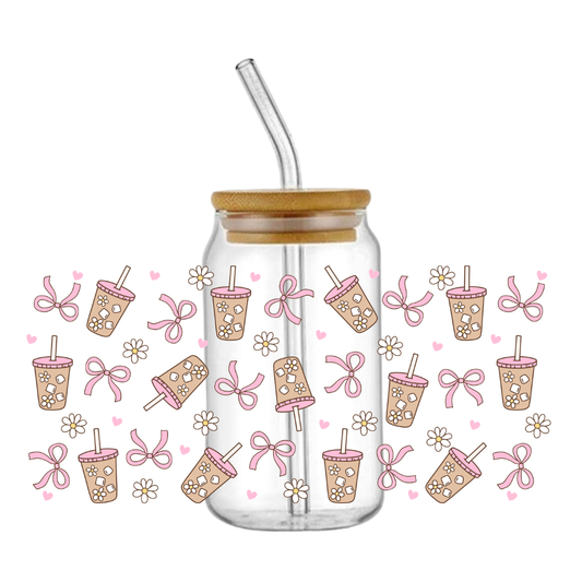 Iced Coffee Bows Glass Tumbler