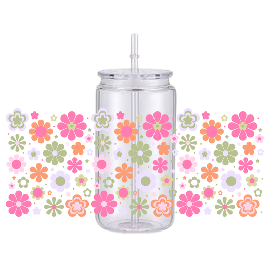 Retro Floral Plastic Tumbler