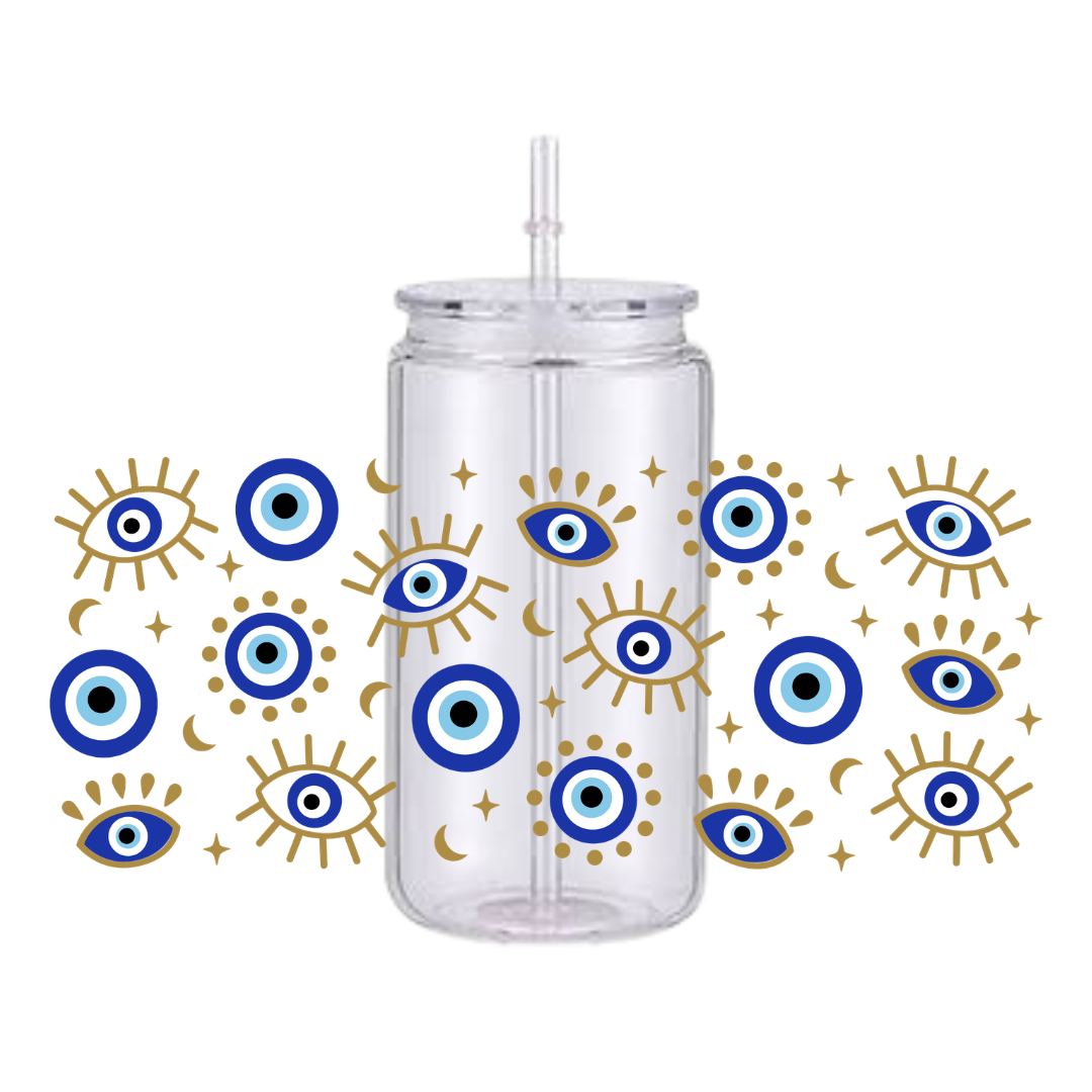 Blue Evil Eye Plastic Tumbler
