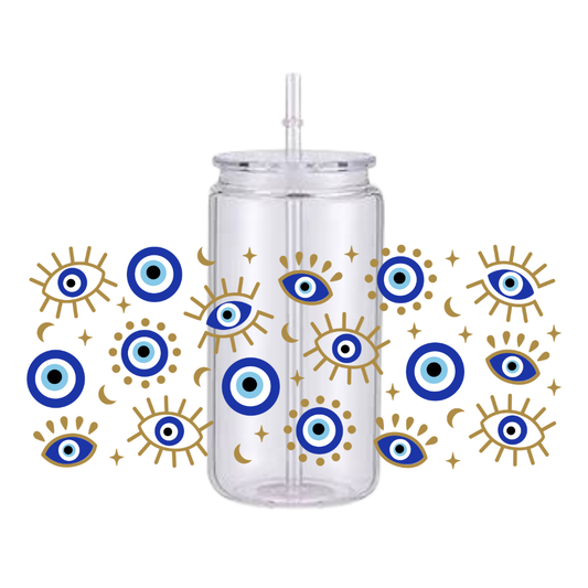 Blue Evil Eye Plastic Tumbler
