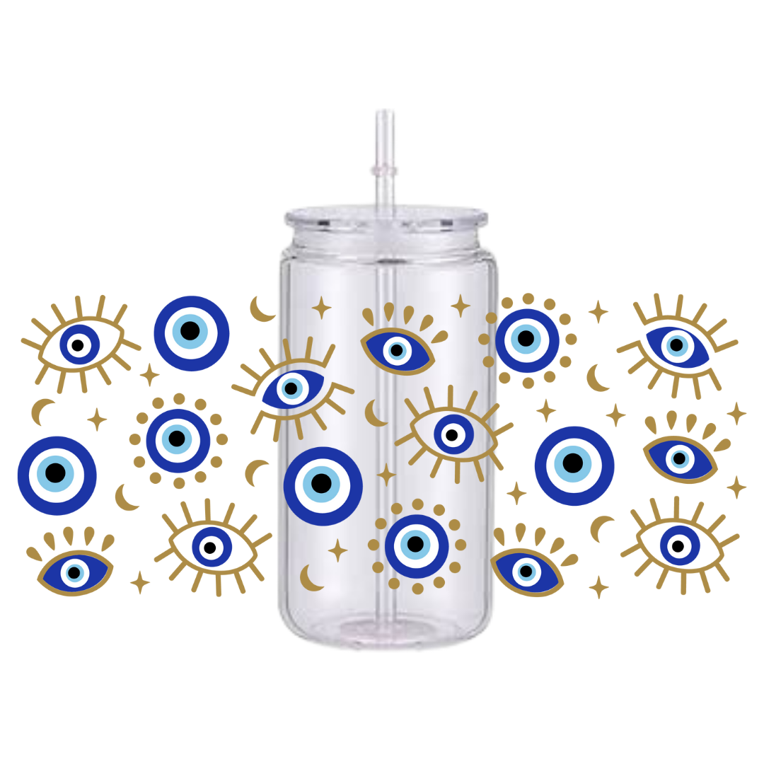 Evil Eye Blue Plastic Tumbler