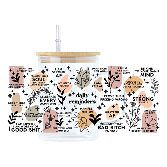 Daily Reminders Glass Mug