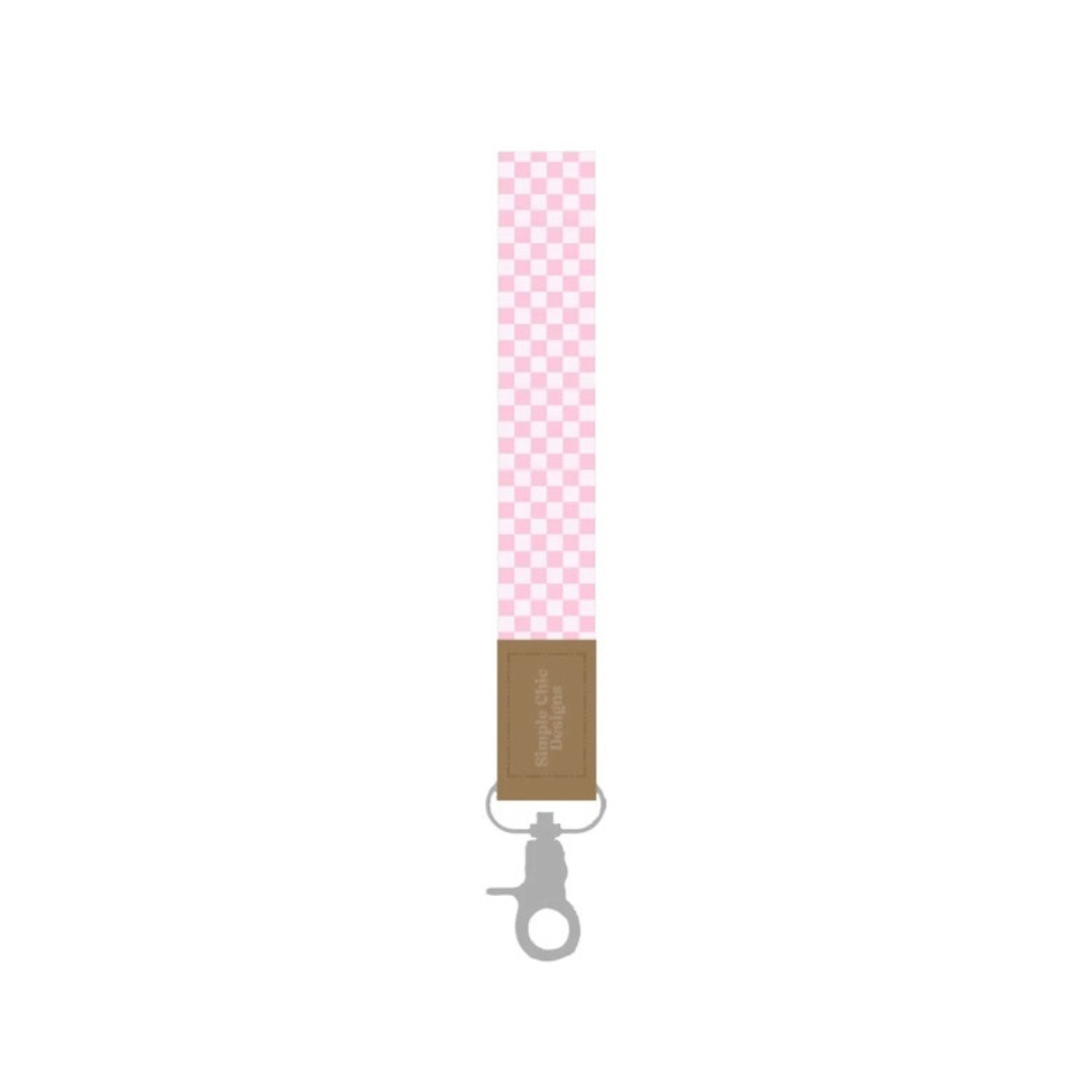 Pink Checkered Wristlet