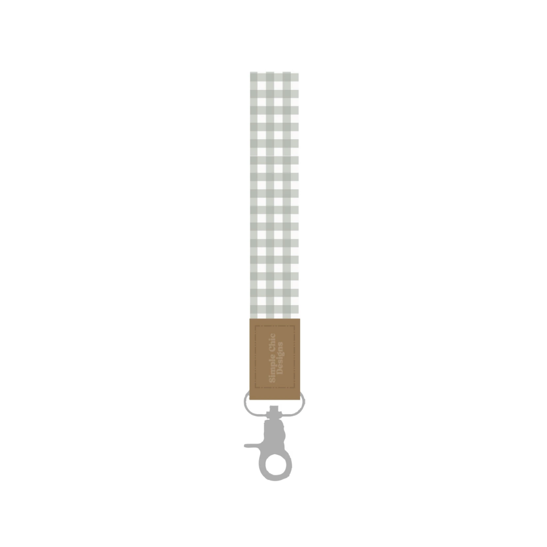Sage Gingham Wristlet