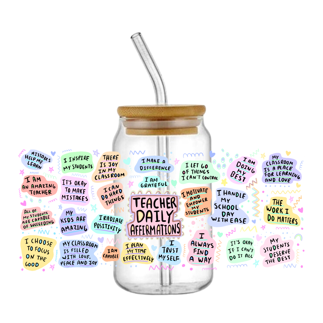 Teacher Affirmations Glass Tumbler
