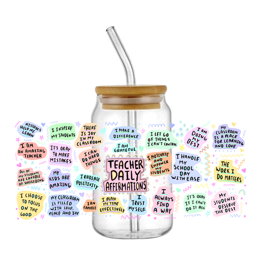 Teacher Affirmations Glass Tumbler