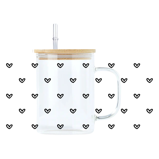 Mini White Hearts Glass Mug