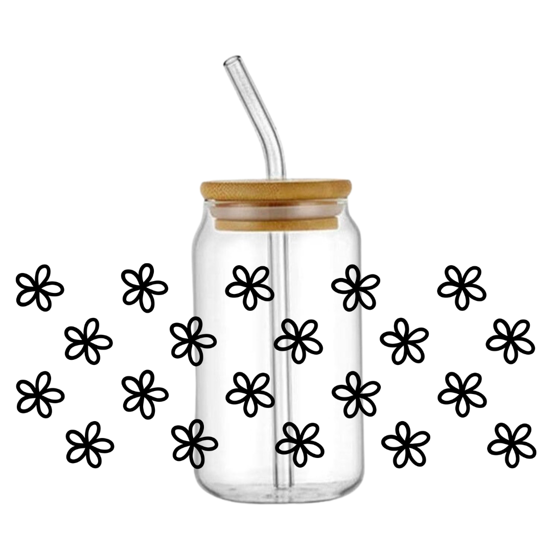 Botanical White Floral Glass Tumbler